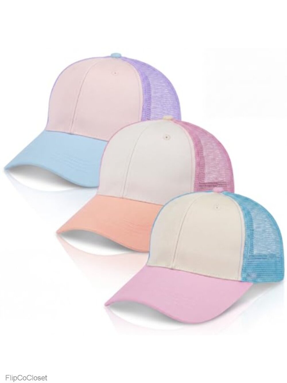 3 Pack Pastel Trucker Hats for Women Cotton Mesh Breathable Adjustable Baseball